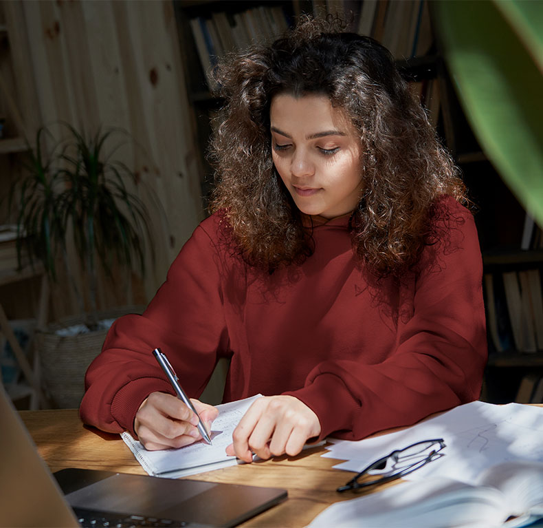 Girl studying at home